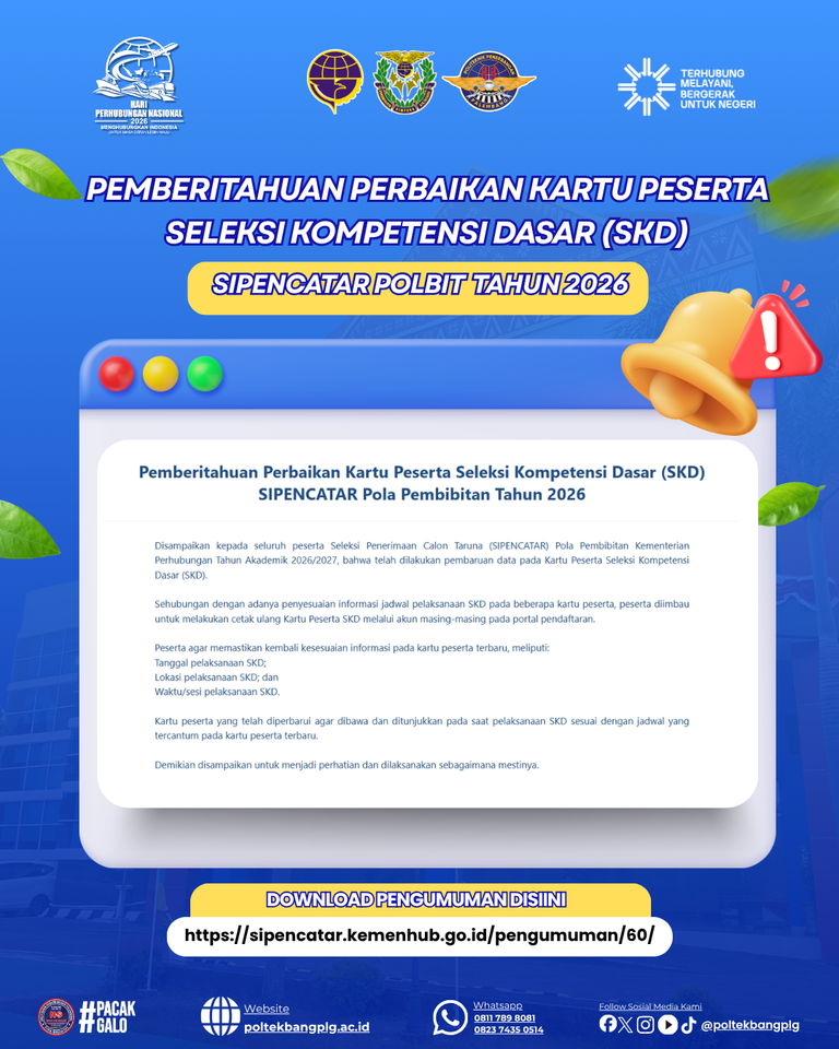 Pemberitahuan Perbaikan Kartu Peserta SKD SIPENCATAR Pola Pembibitan 2026